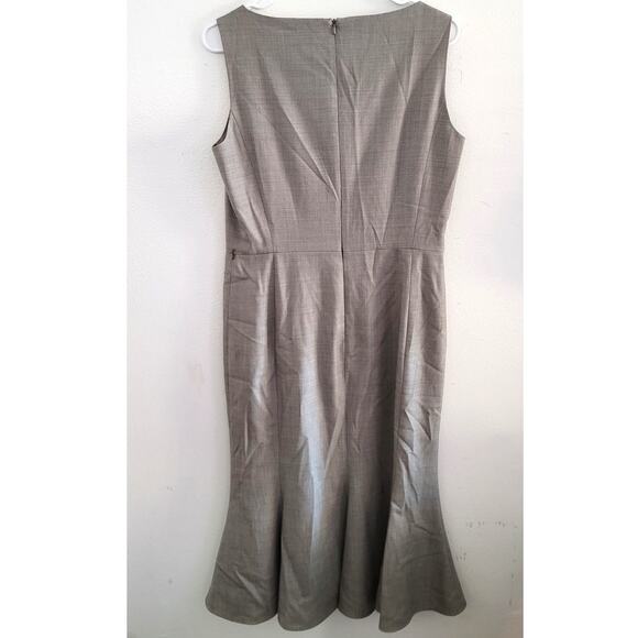 MaxMara Max Mara Fazio Wool Silk Blend Flared Hem Dress Gray Beige 10 - Picture 3 of 12